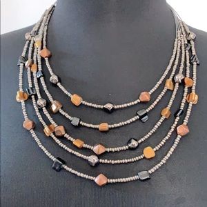 Multi- Layered Silver Strands Necklace